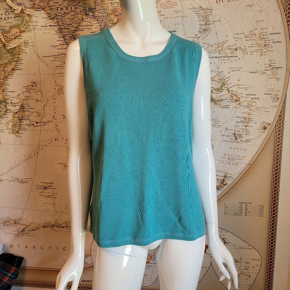 Original Island Sport turquoise silk blend sleeveless sweater tank summer XL